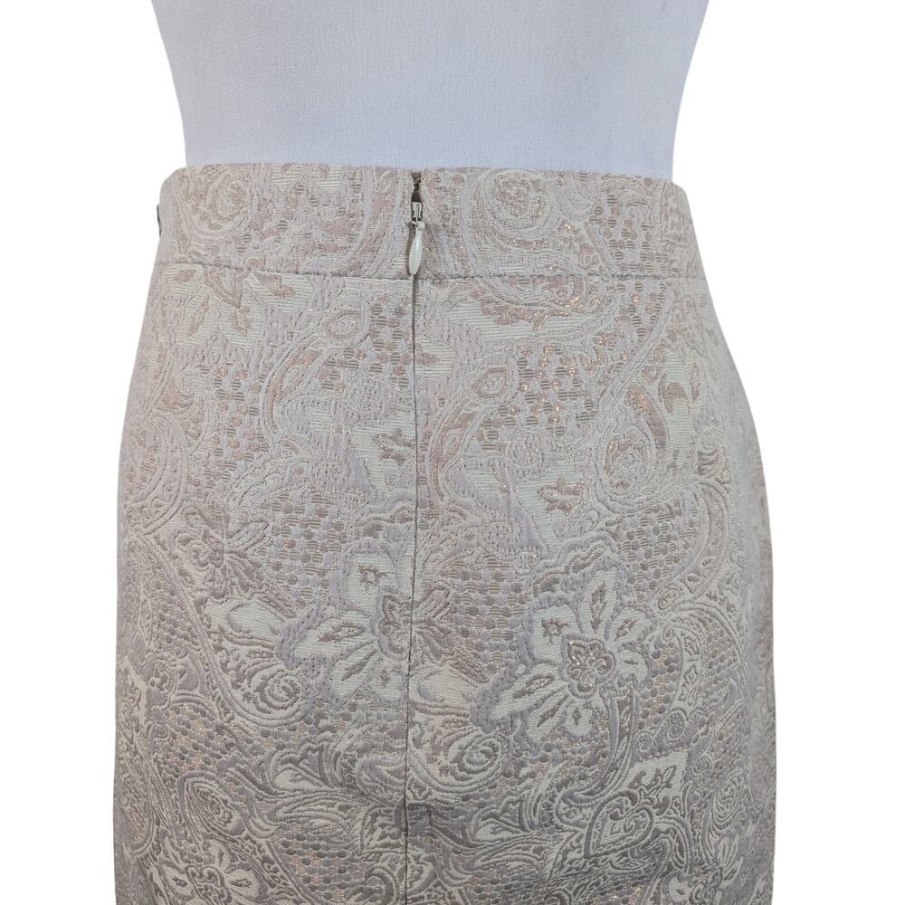 NWOT! J. CREW! CREAM, TAUPE & GOLD METALLIC TAPESTRY FLORAL PAISLEY SKIRT! SZ 4 - Picture 9 of 12